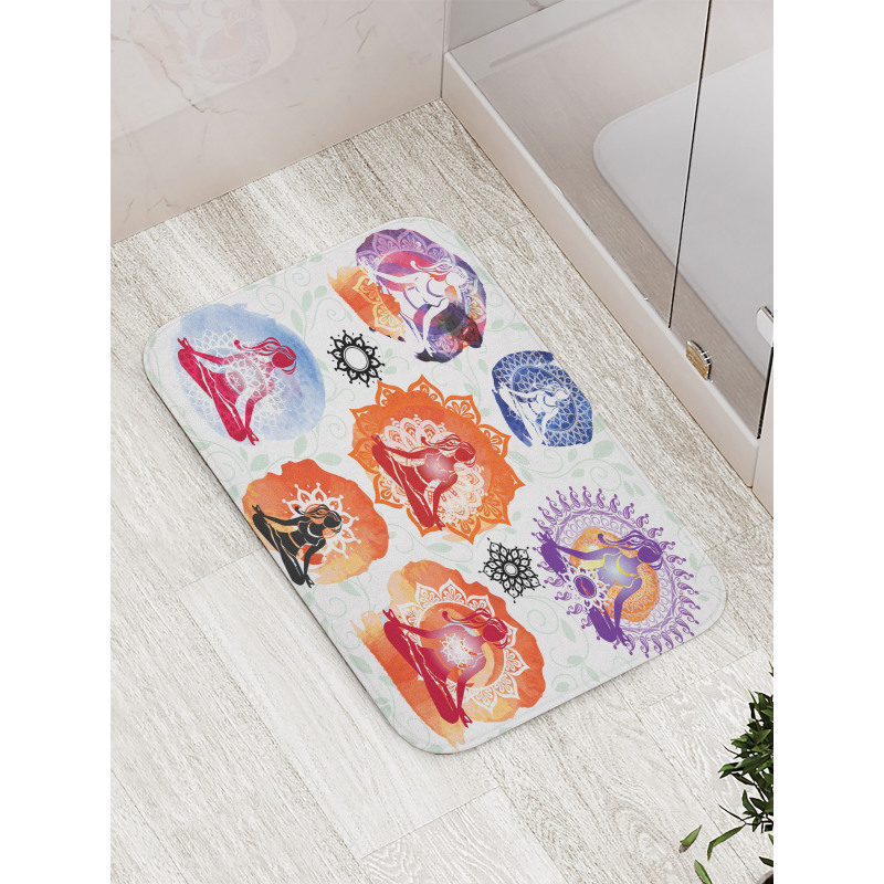 Women Meditating Lotus Bath Mat