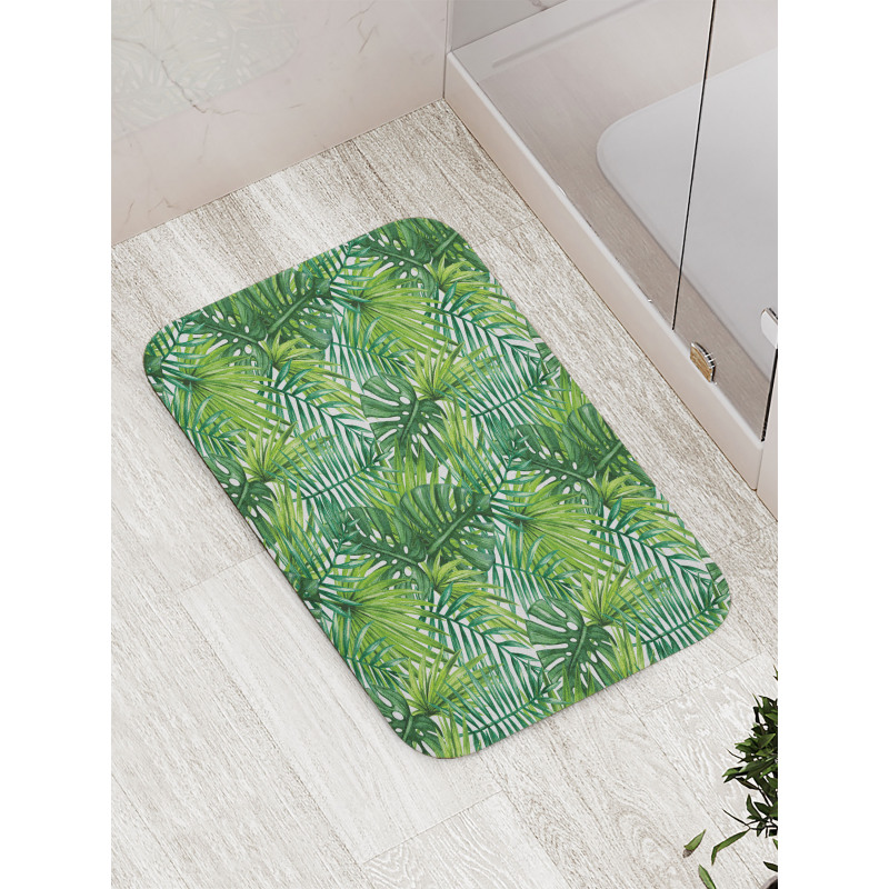 Tree Leaves Watercolor Bath Mat