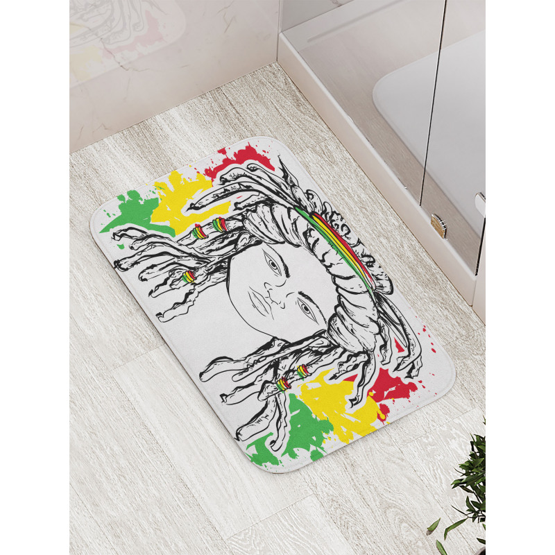 Grunge Flag Colors Reggae Bath Mat