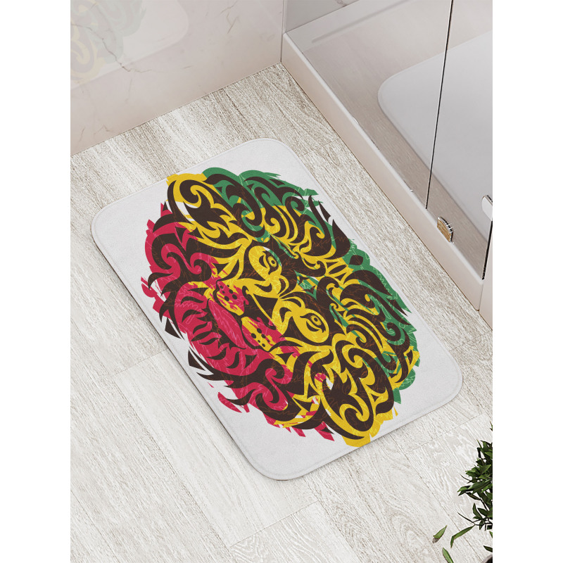 Ethiopian Wild Lion Head Bath Mat