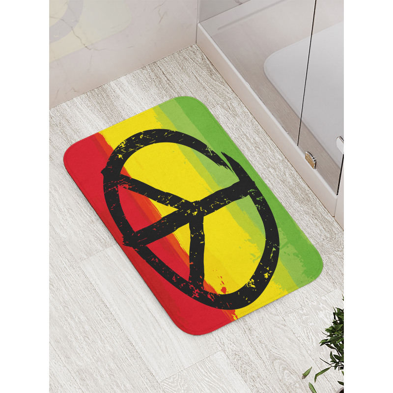 Grunge Hippie Peace Sign Bath Mat