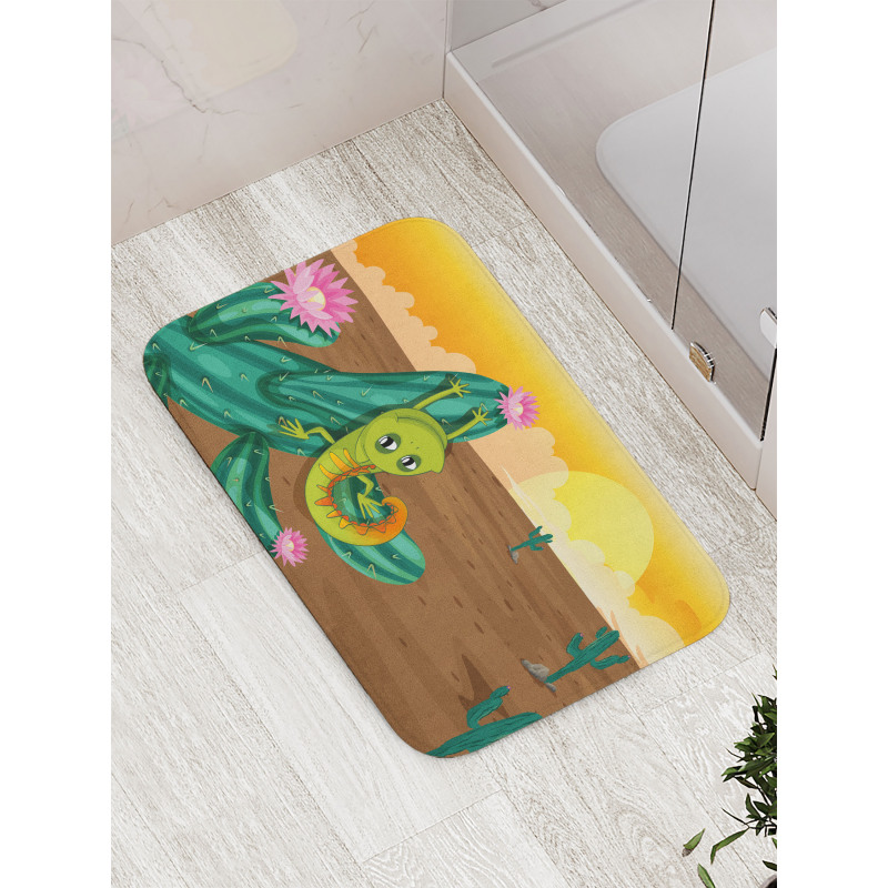 Cartoon Desert Landscape Bath Mat