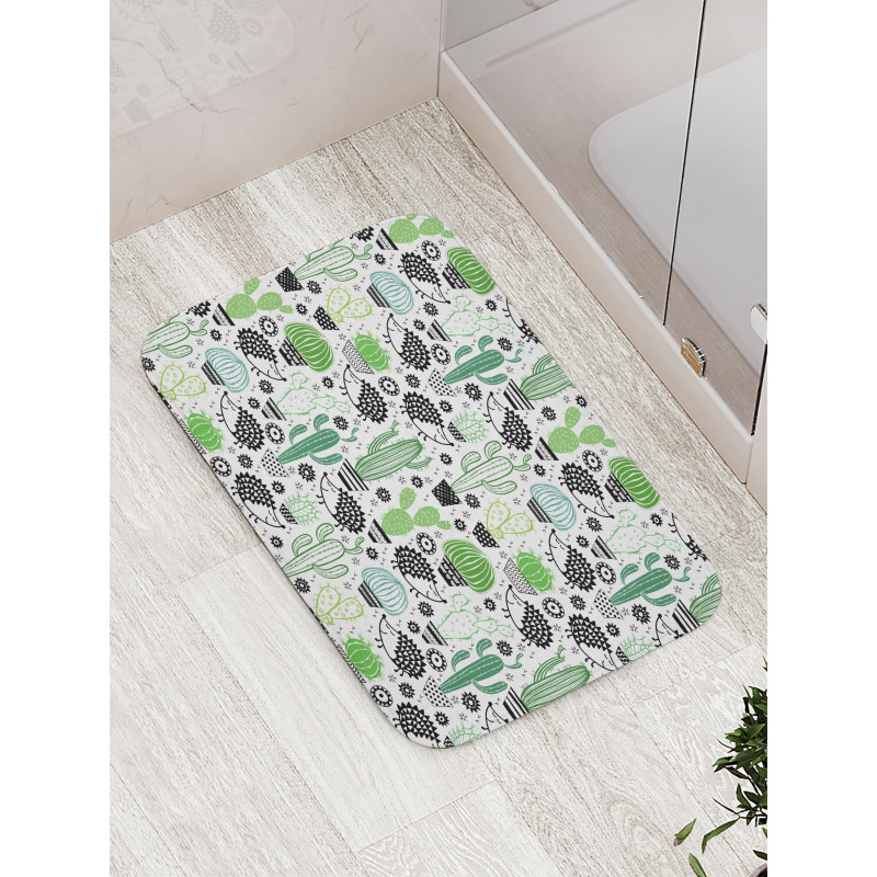 Hedgehog Saguaro Cartoon Bath Mat