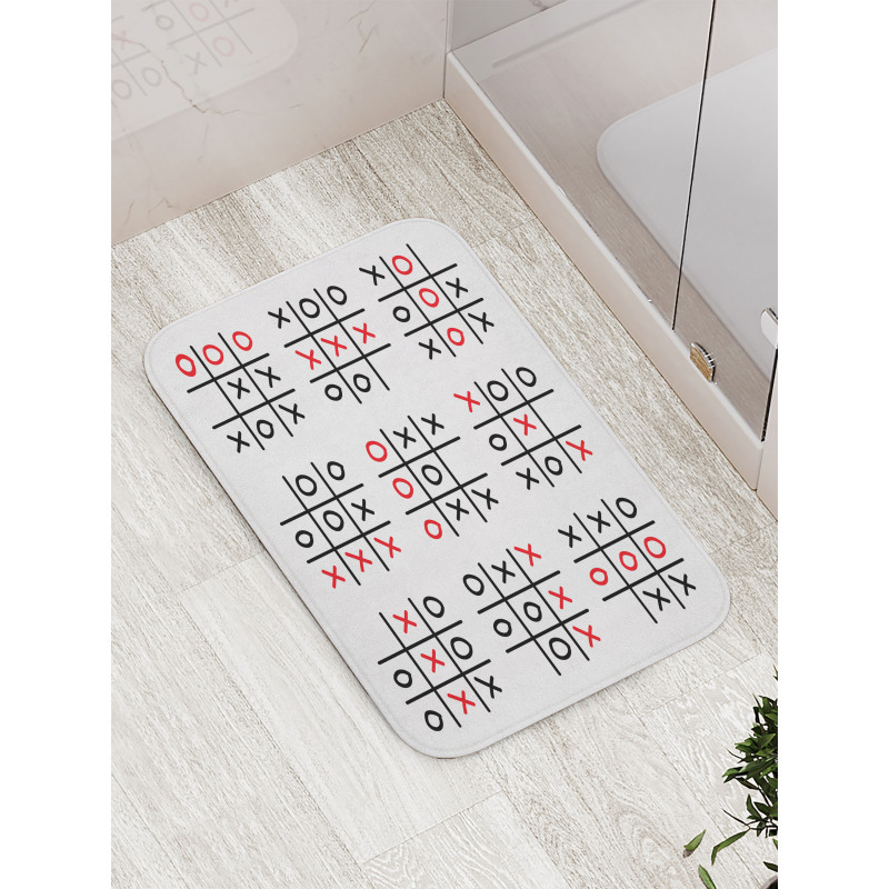 Tic Tac Toe Game Set Art Bath Mat