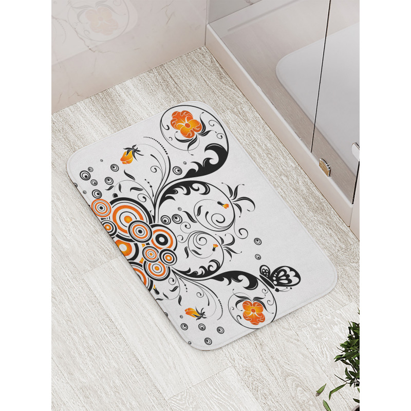 Circular Petals Butterfly Bath Mat