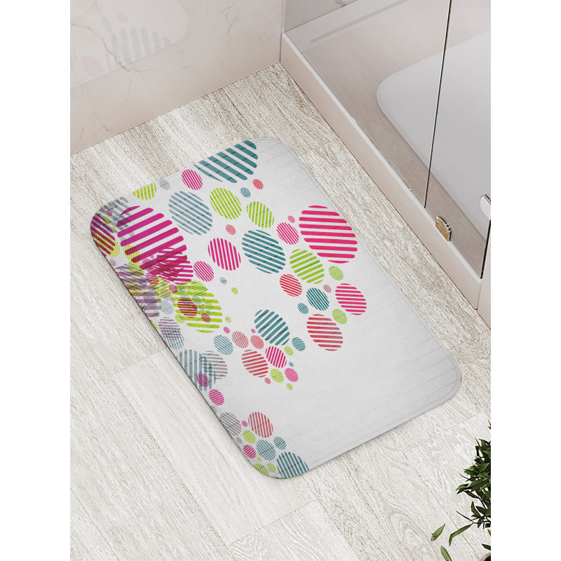 Abstract Striped Dots Bath Mat