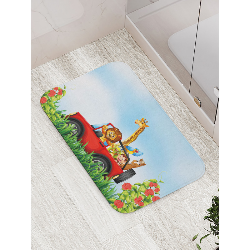 Cartoon Wildlife Animals Bath Mat