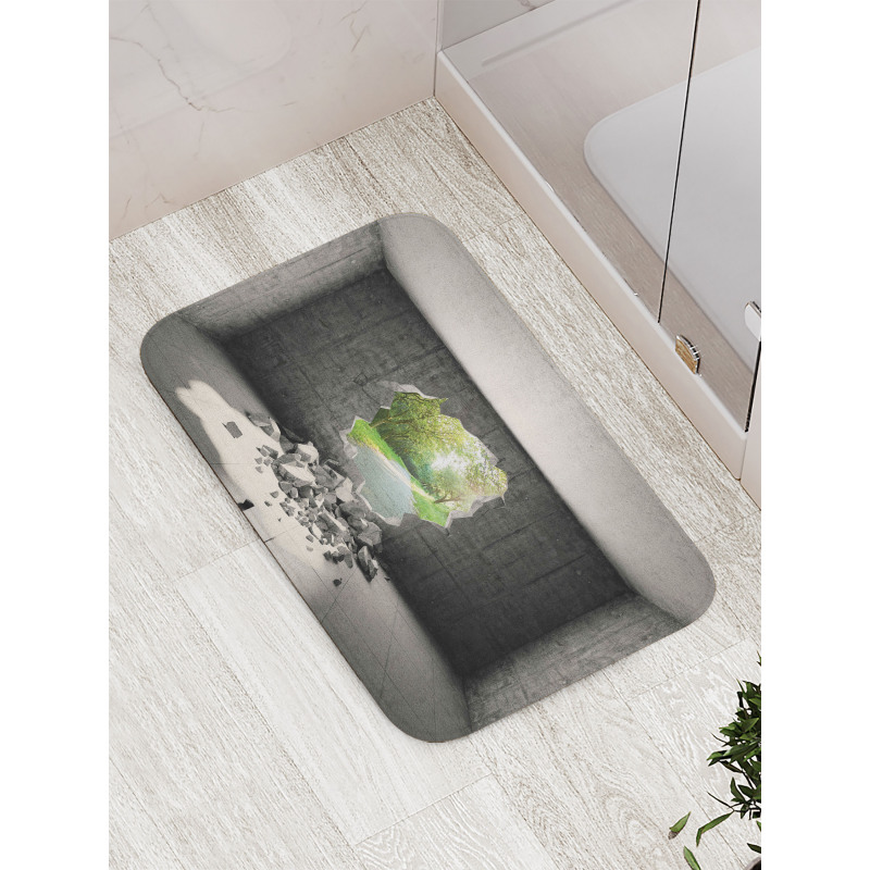 Concrete Room Hole Exit Bath Mat