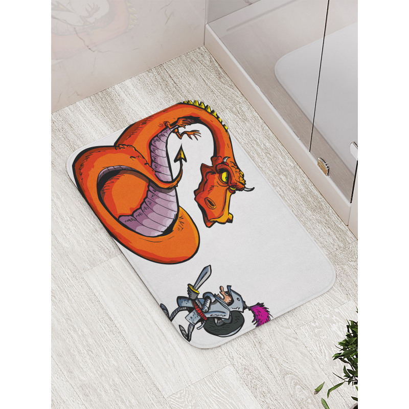 Cartoon Knight Sketch Bath Mat