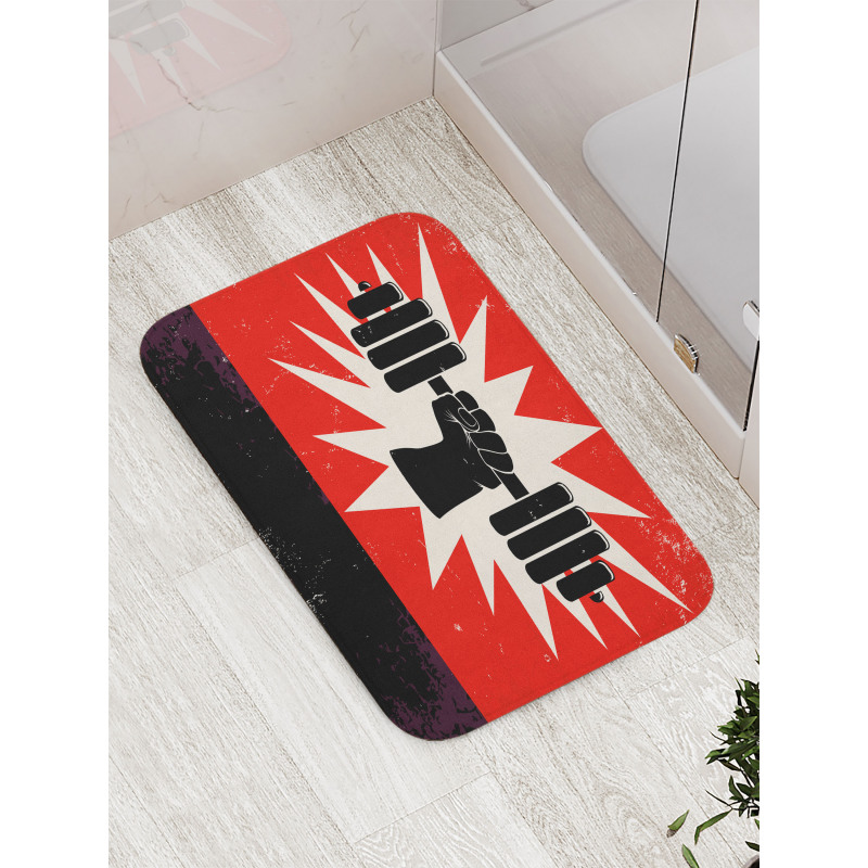 Grunge Dumbbell Lift Bath Mat