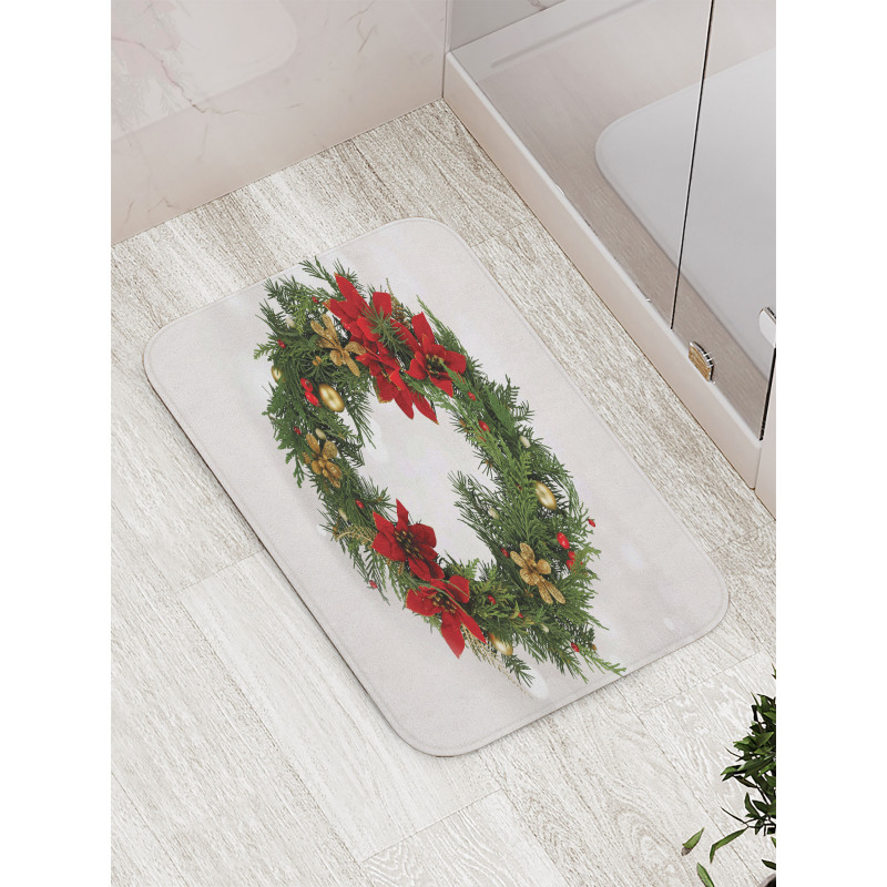 Poinsettia Blossoms Bath Mat