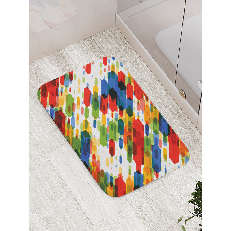 Diagonal Geometric Vibrant Bath Mat