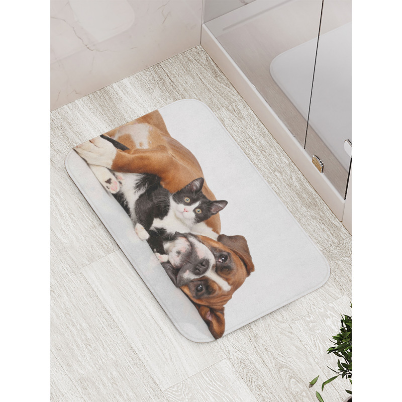 Cat Dog Friendship Bath Mat