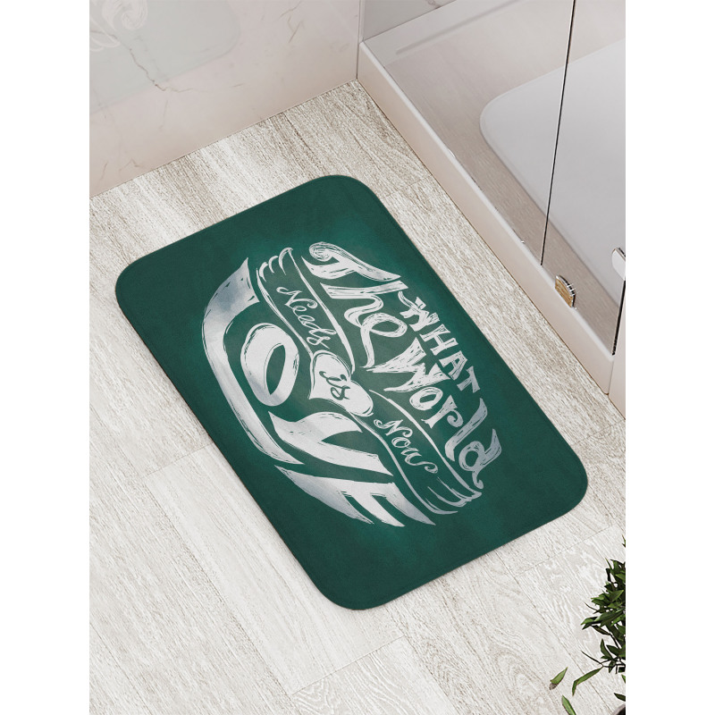 Grunge Art Words Circle Bath Mat