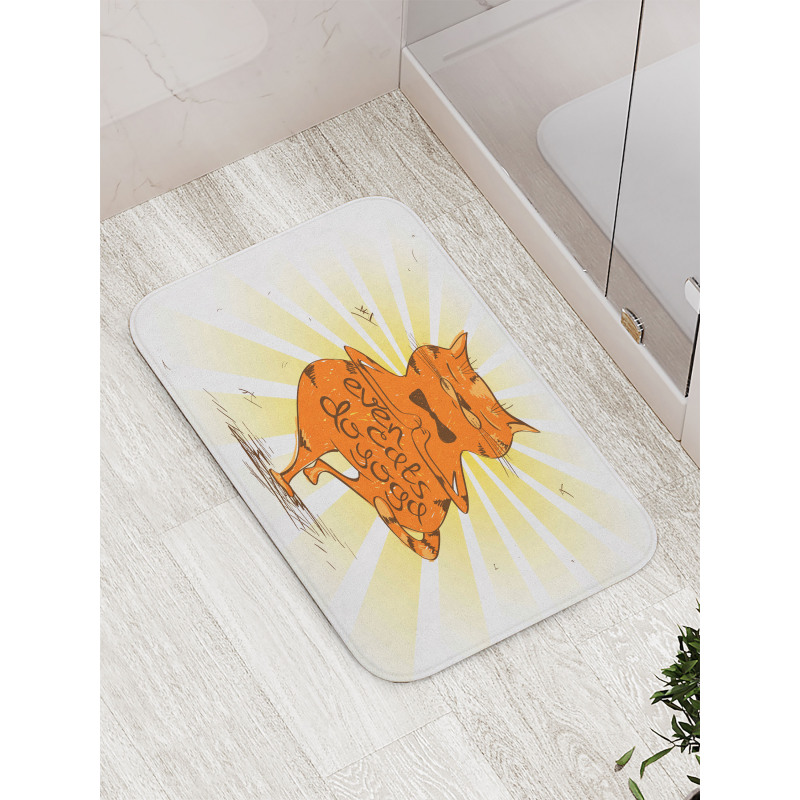 Peaceful Cat with Phrase Bath Mat