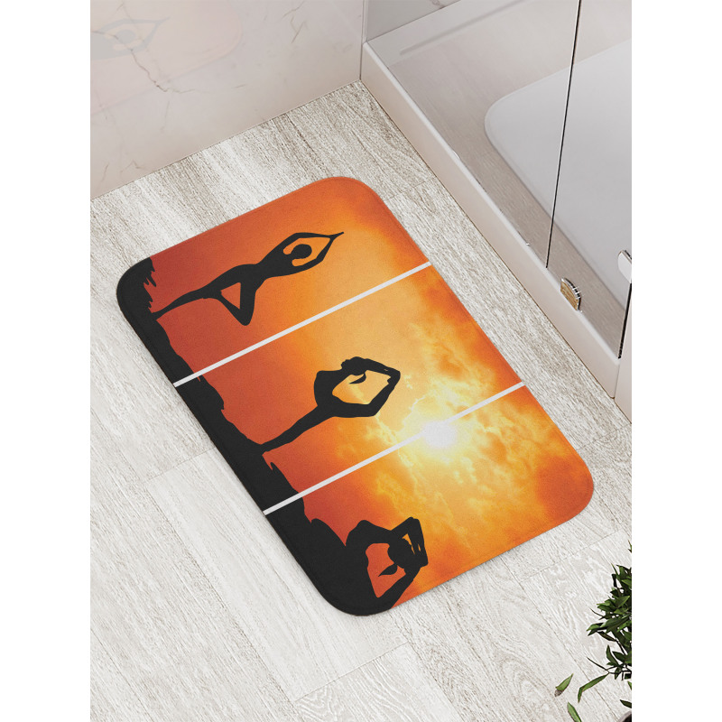 Women Practice at Sunset Bath Mat