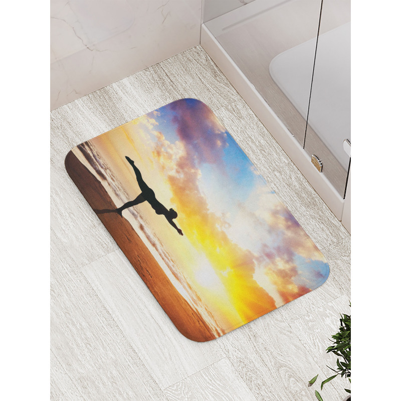 Warrior Pose Majestic Sky Bath Mat