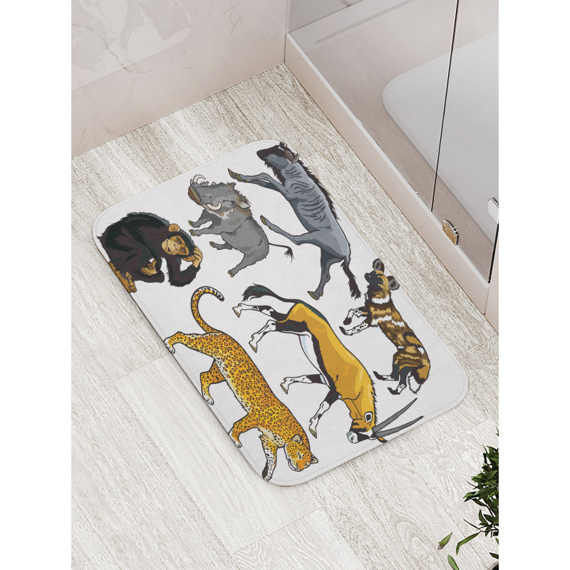 Cartoon Wild Animals Africa Bath Mat