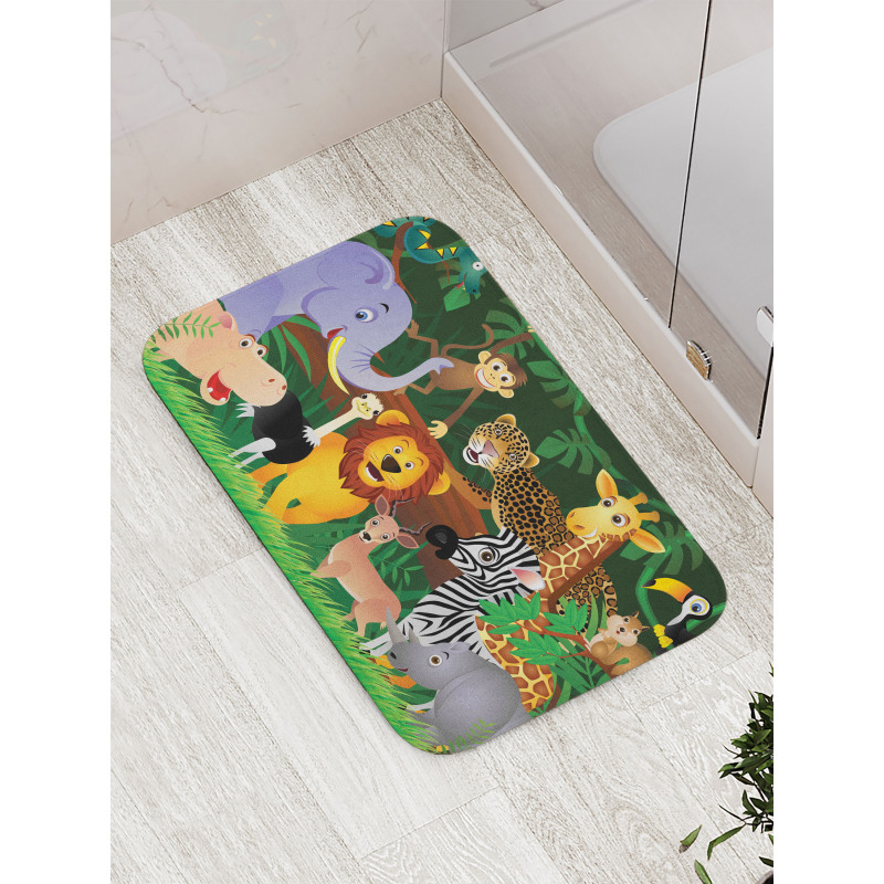 Exotic Jungle Cheerful Fun Bath Mat