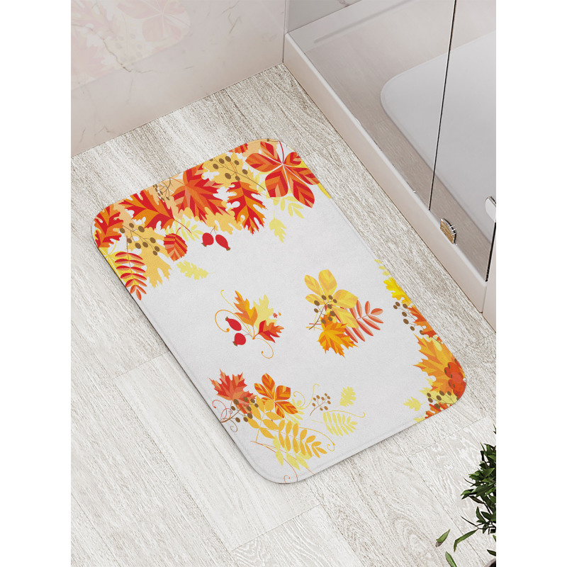 Tree Leaves and Berries Bath Mat