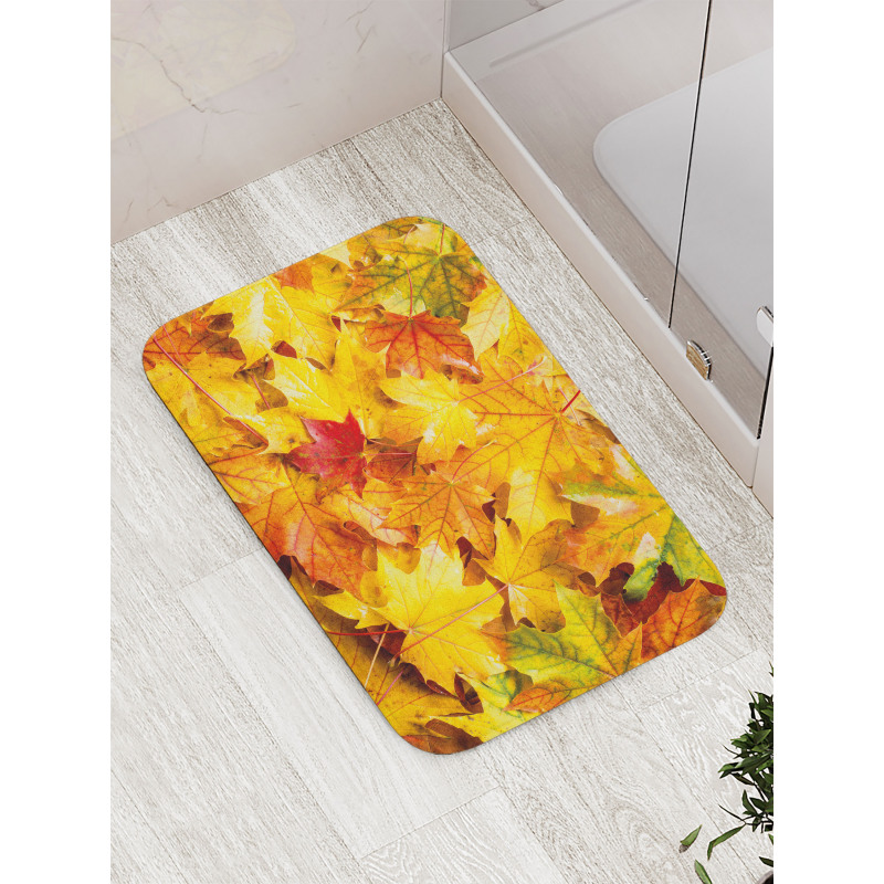 Wet Maple Leaves Nature Bath Mat