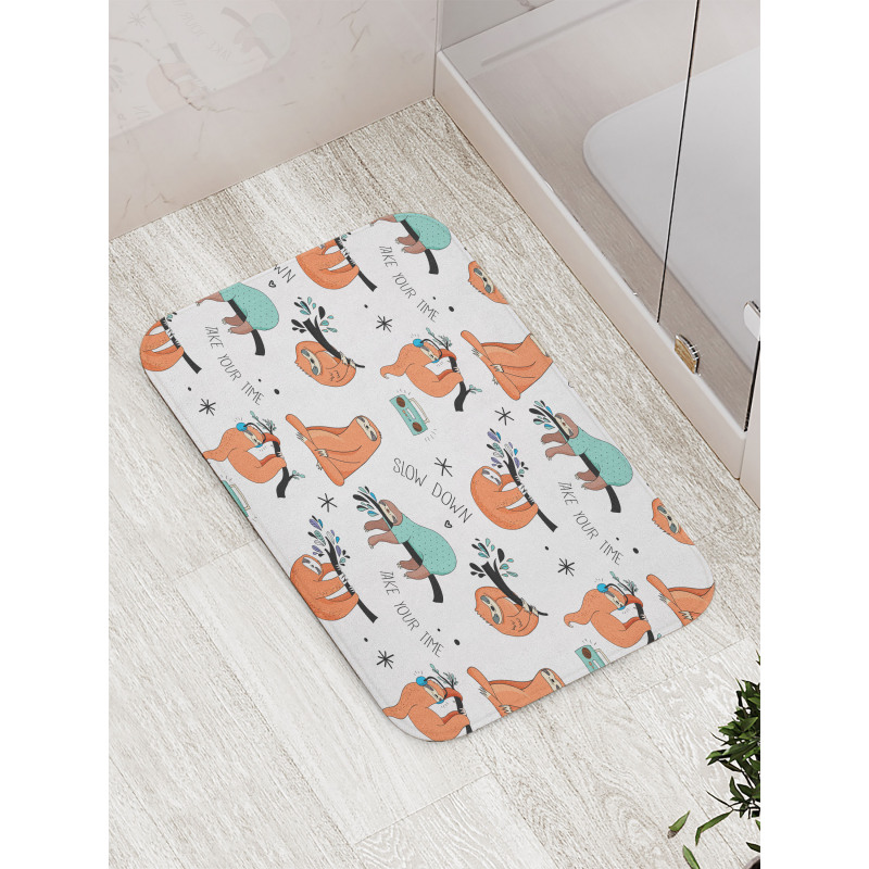 Sloths on Branches Bath Mat