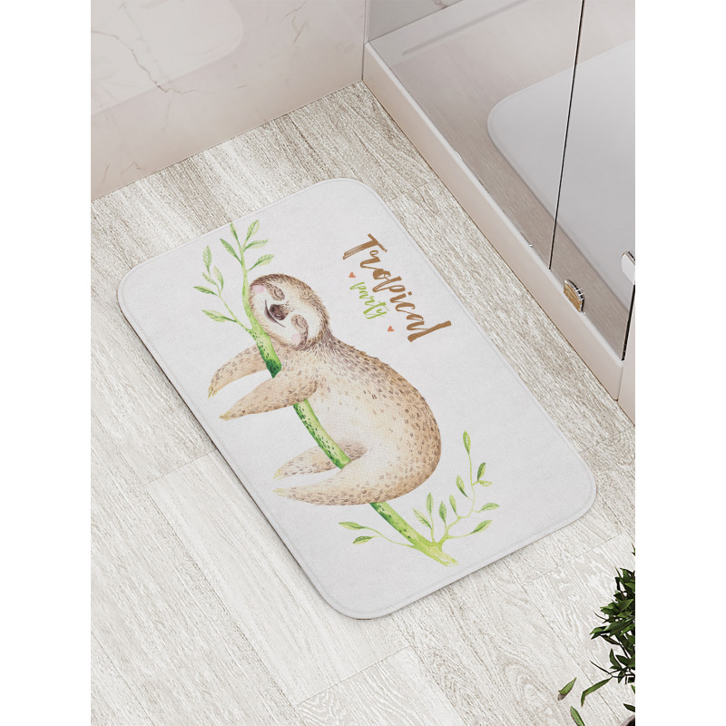 Young Animal on Palm Tree Bath Mat