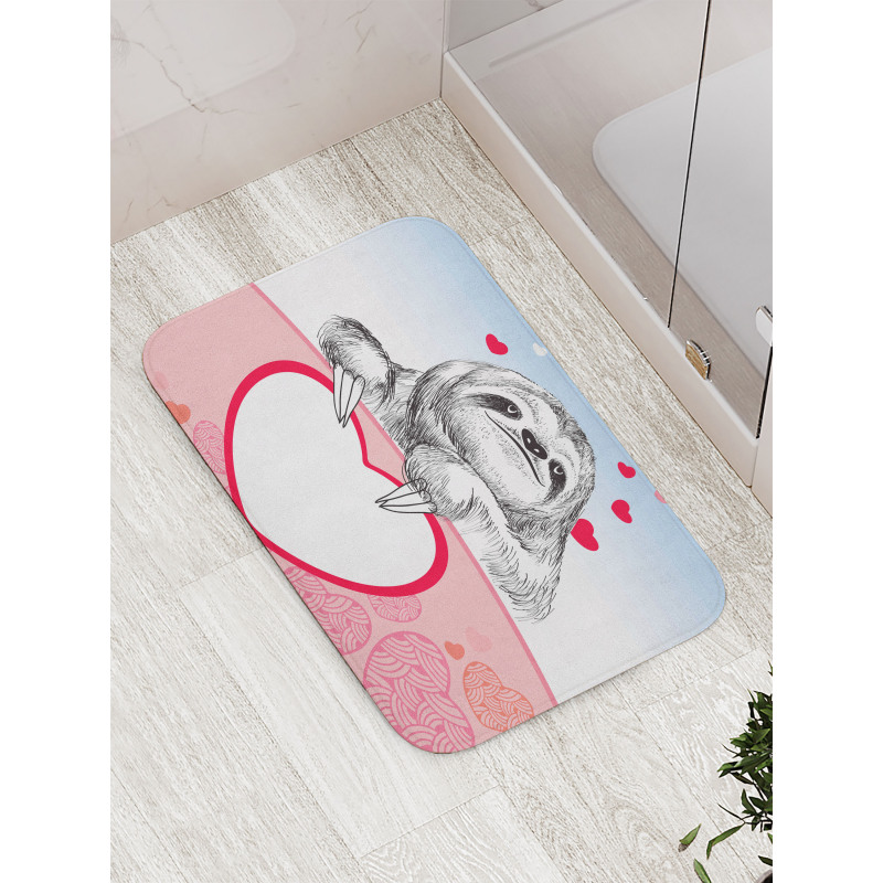 Romantic Sloth in Love Bath Mat