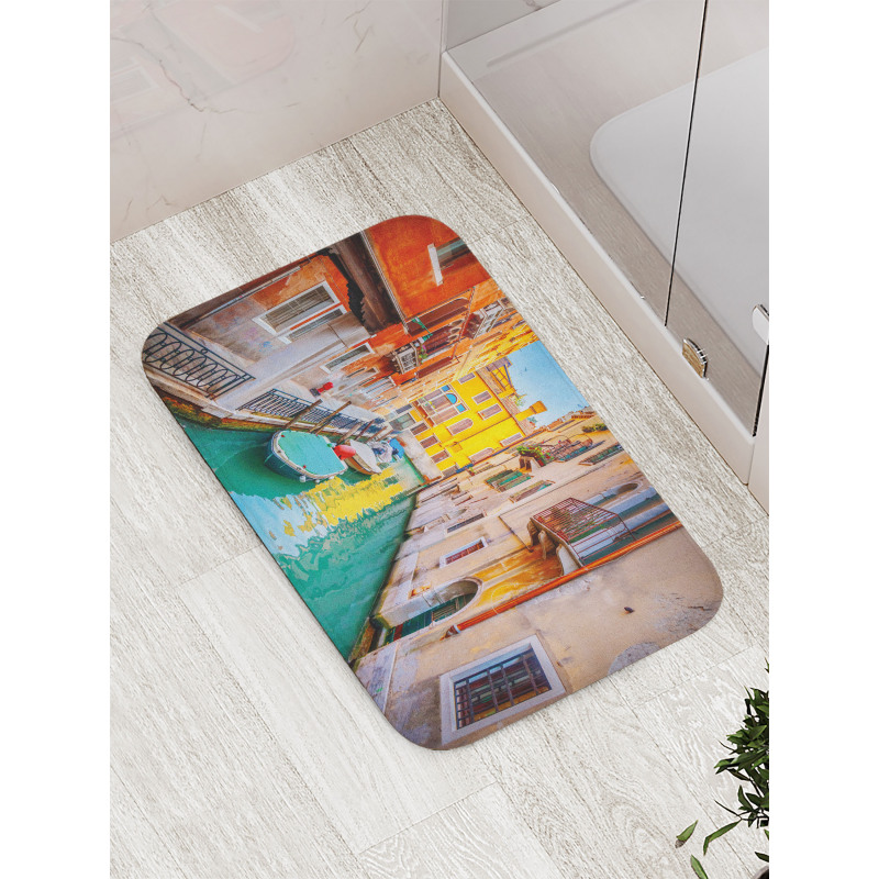 Vibrant Canal Gondolas Bath Mat