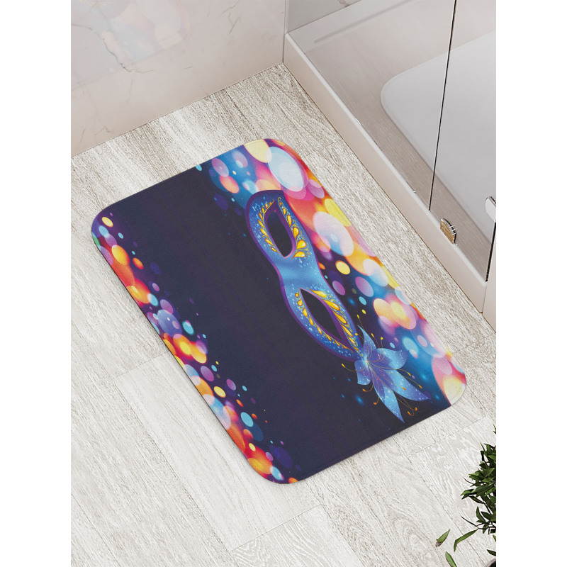 Vivid Blue Carnival Mask Bath Mat