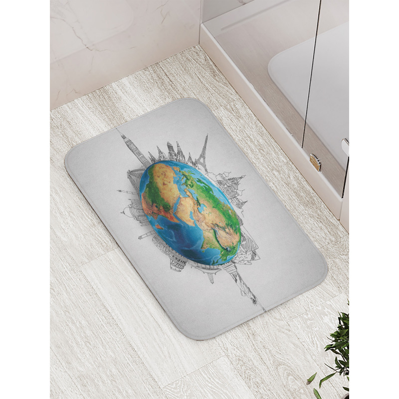 Realistic Globe Planet Bath Mat