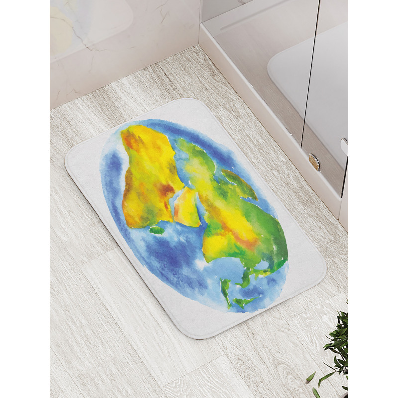 Globe of Earth Watercolors Bath Mat