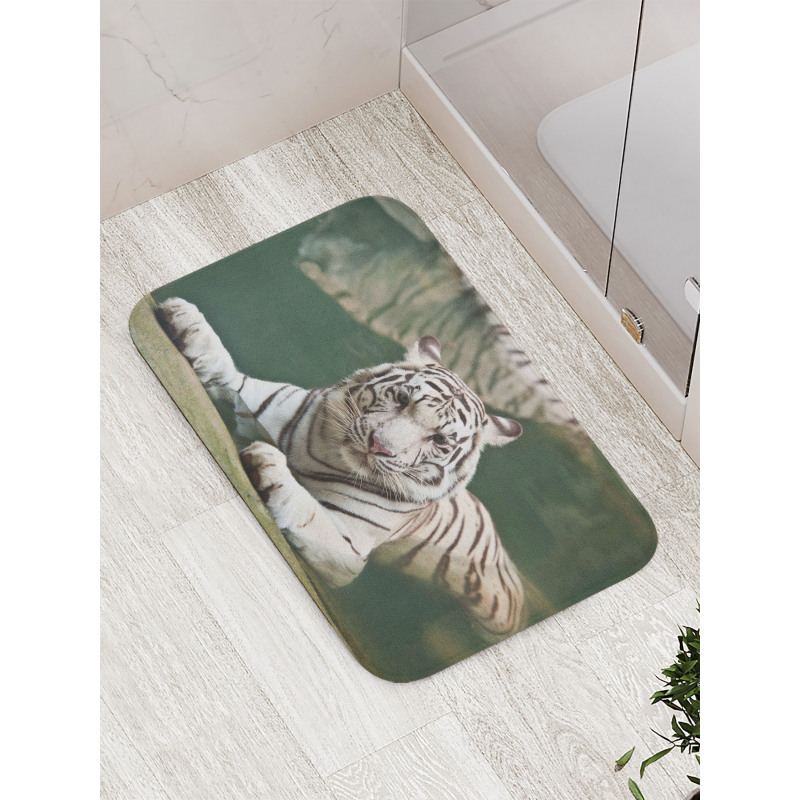 White Tiger Swimming Fun Bath Mat