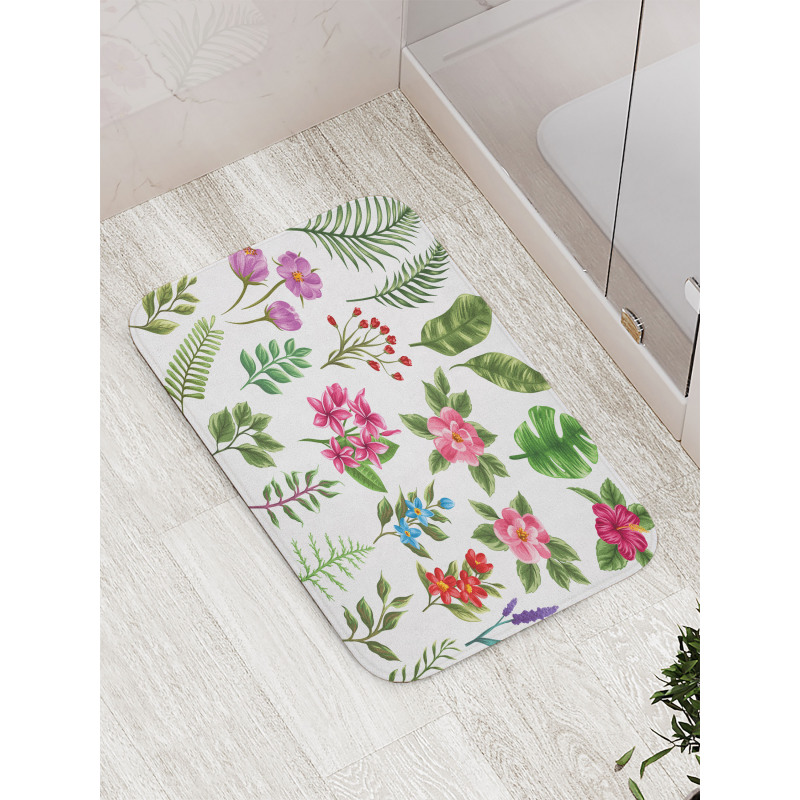 Exotic Flowers and Ferns Bath Mat