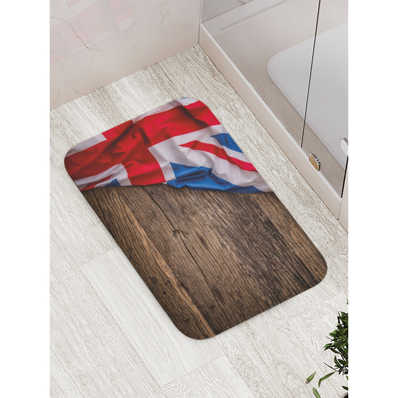 Flag on Oak Board Bath Mat