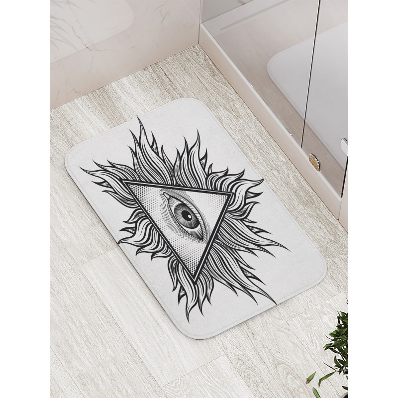 Triangles Tattoo Style Pattern Bath Mat