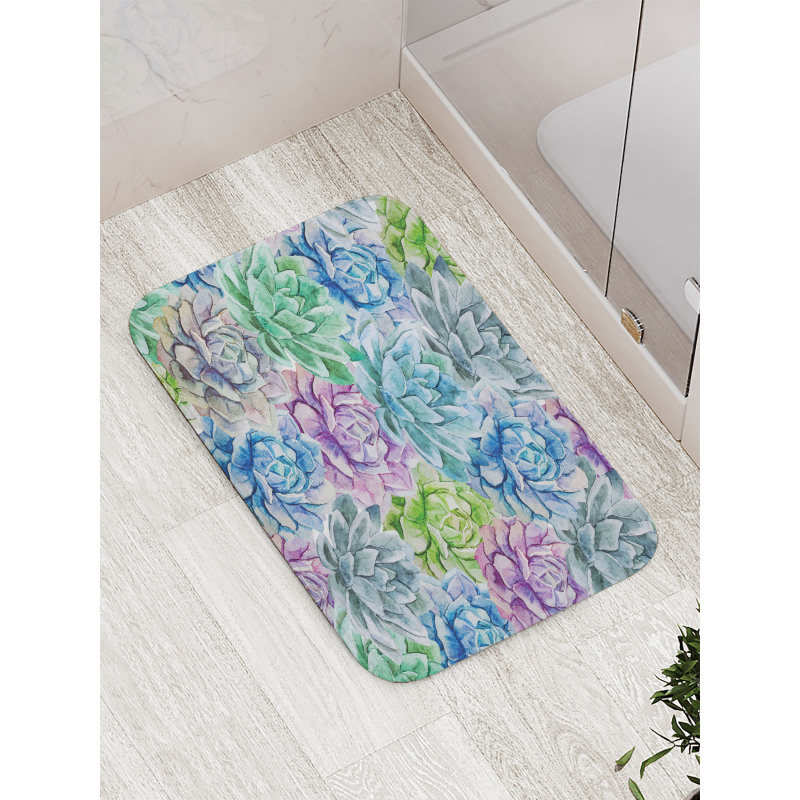 Flowers in Watercolor Bath Mat