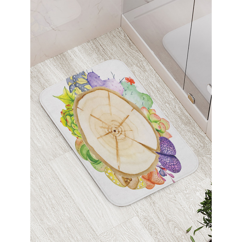 Tree Trunk Cactus Plants Bath Mat