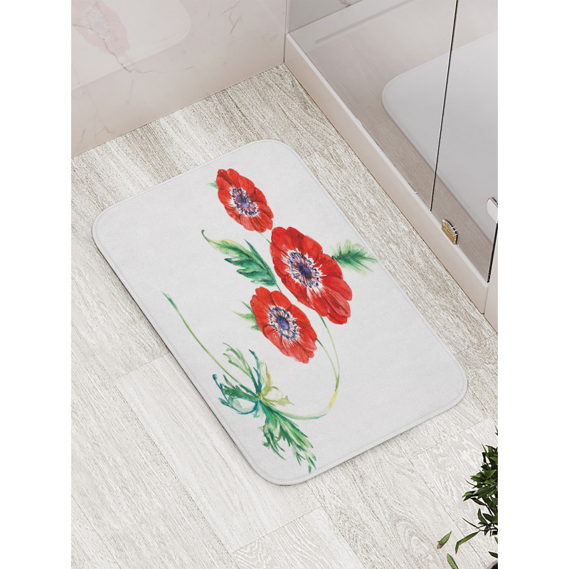 Red Watercolors Bath Mat