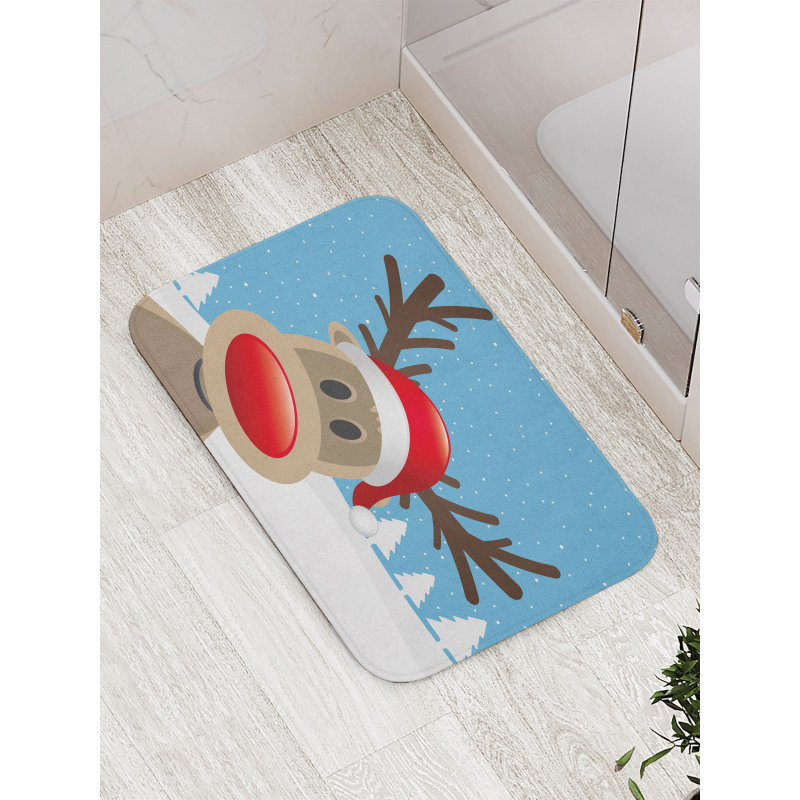 Reindeer Rudolph Hat Bath Mat