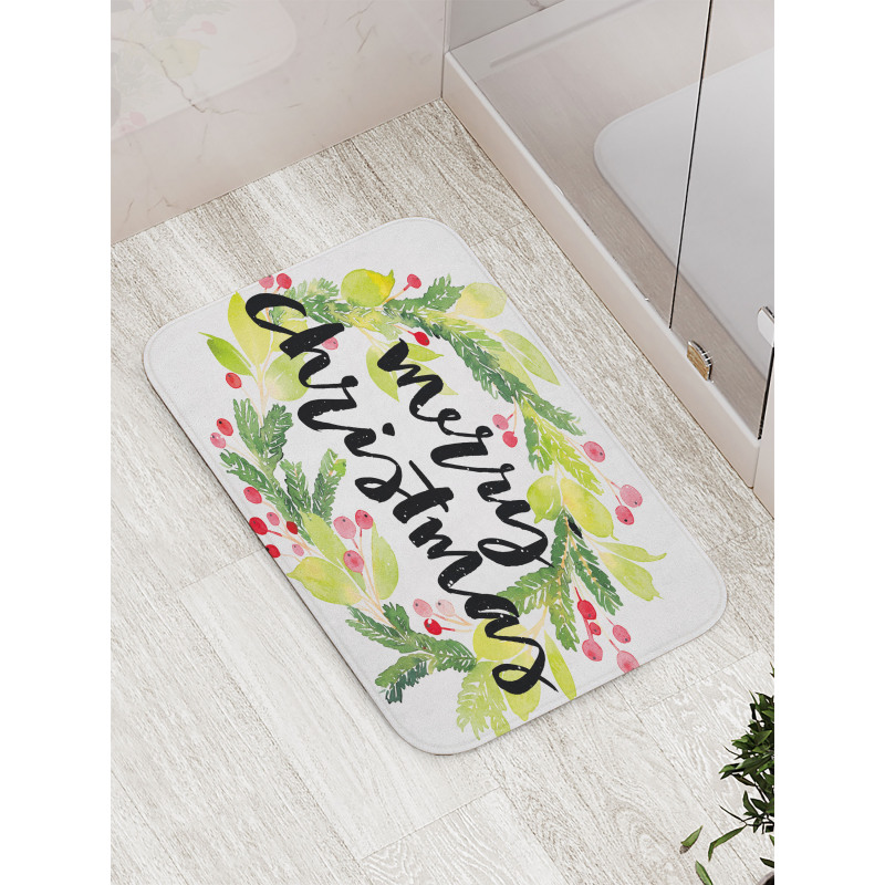 Watercolor Wreath Bath Mat