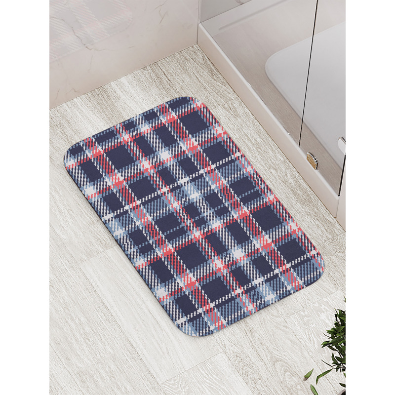 Retro Plaid Mosaic Bath Mat