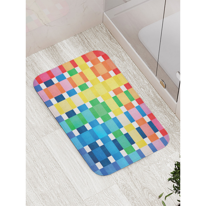 Rainbow Squares Art Bath Mat