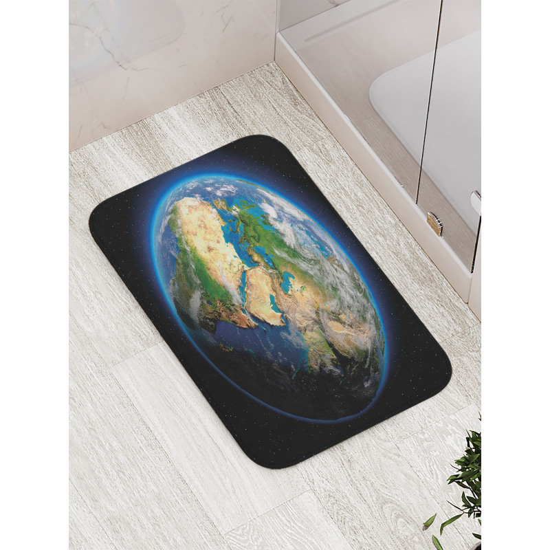 Vivid Blue Seas Greenery Bath Mat