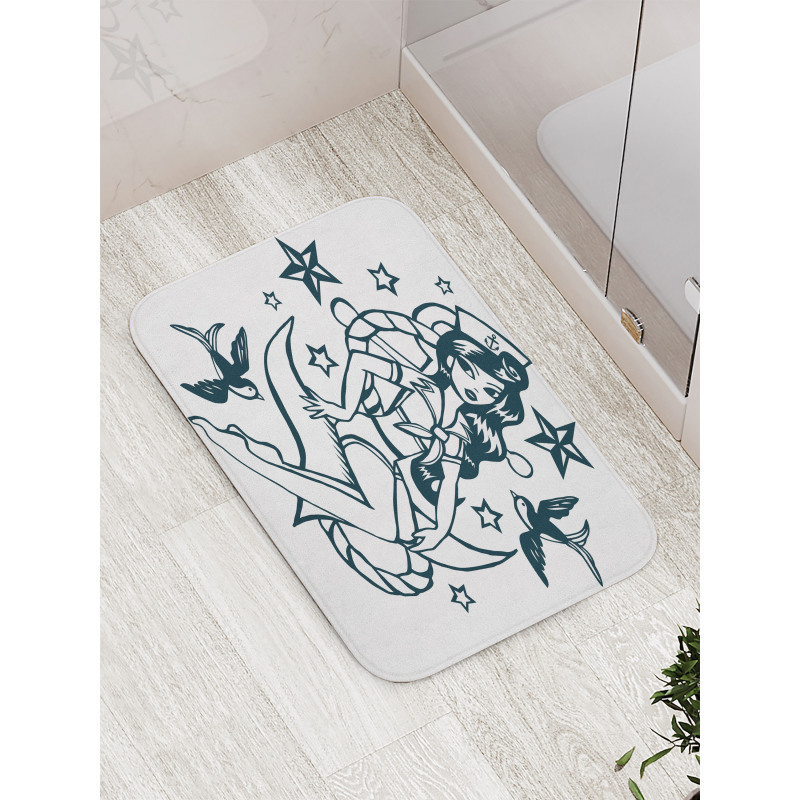 Pin-up Girl Sailor Suit Bath Mat