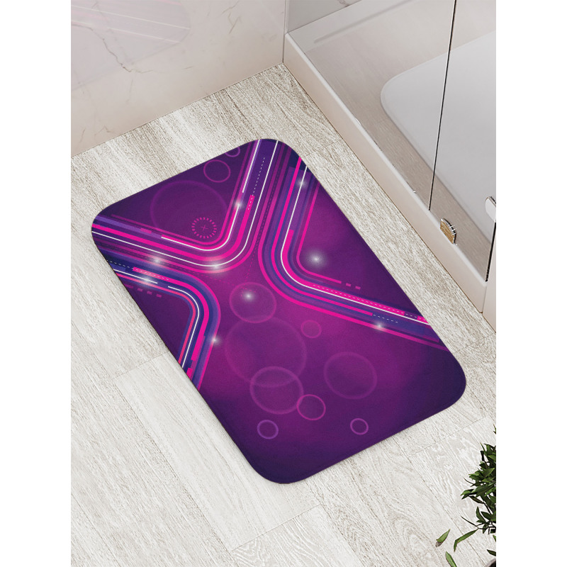 Purple Lines Circles Bath Mat