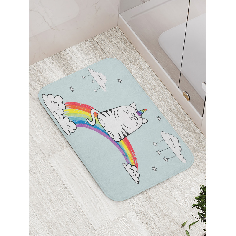 Rainbow Words Art Bath Mat