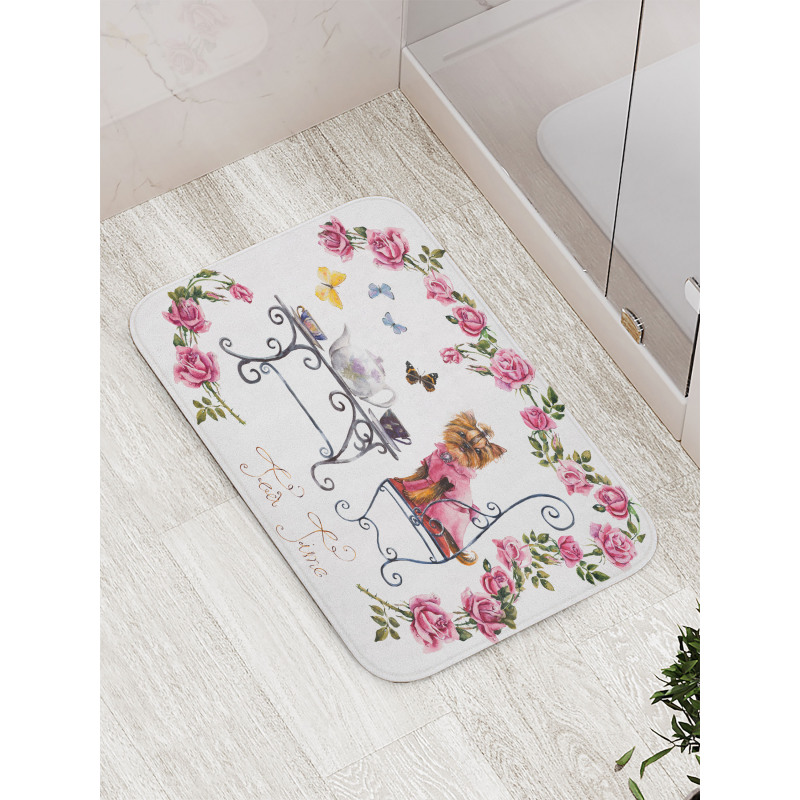 Terrier in Pink Dress Bath Mat