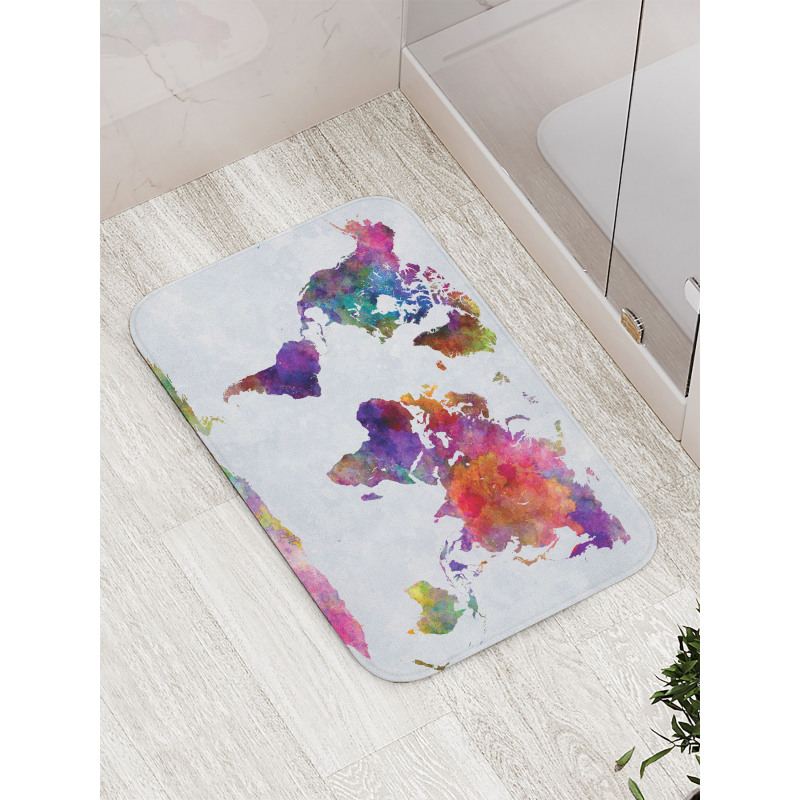 Colorful World Map Bath Mat