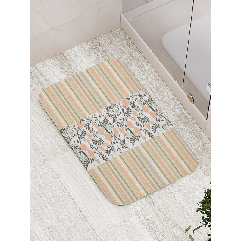 Floral Ornate and Stripes Bath Mat